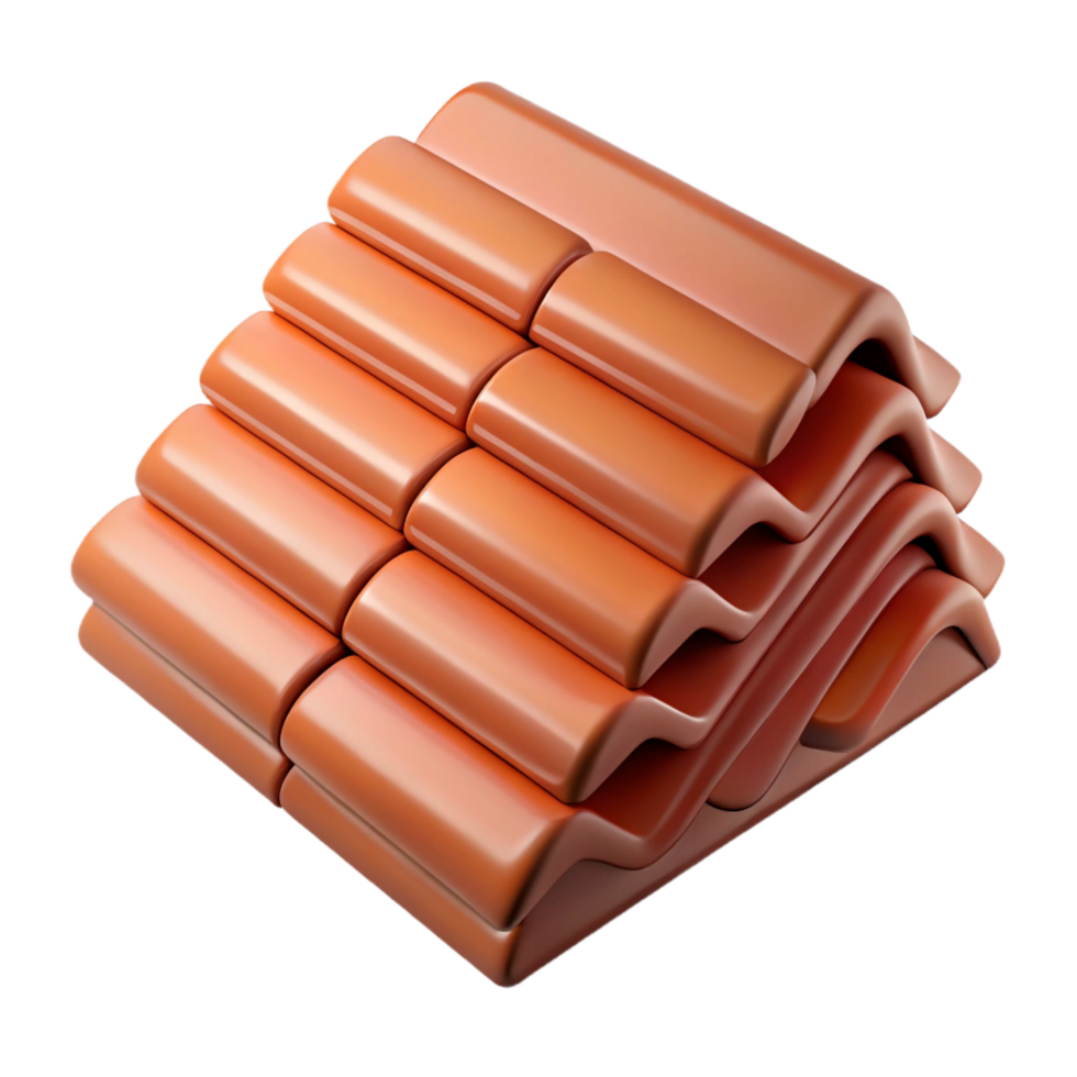 enchanting ethereal geometric Stack of roof tiles NO BACKGROUND with Transparent Background. authentic png