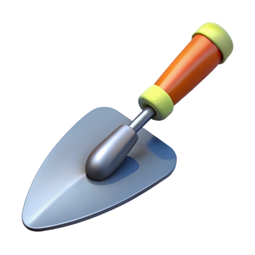 beautiful playful organic Trowel with concrete residue NO BACKGROUND with Transparent Background. studio quality png