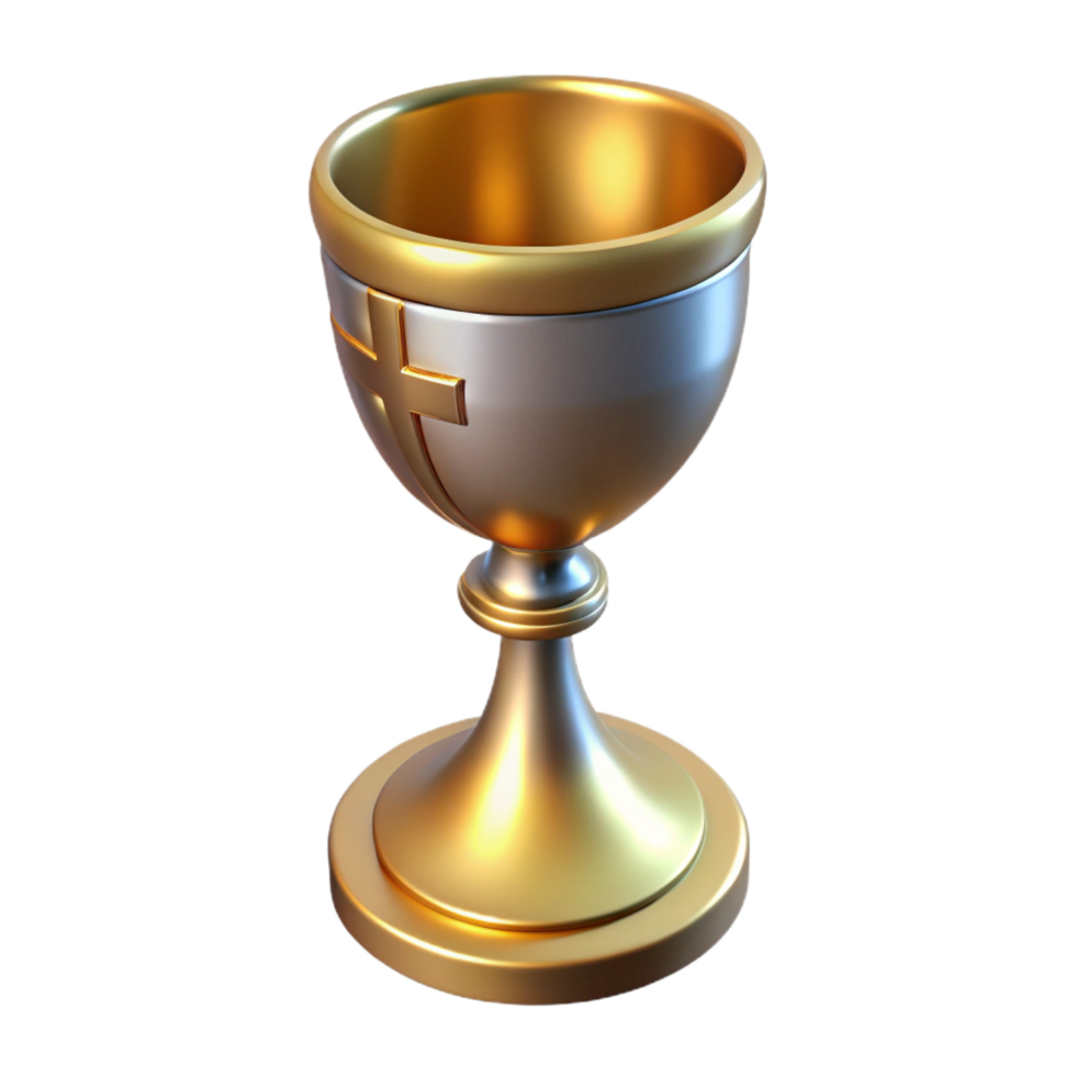 reflective gorgeous Holy Grail, chalice, Christian mythology, NO BACKGROUND with Transparent Background. perfect clarity png