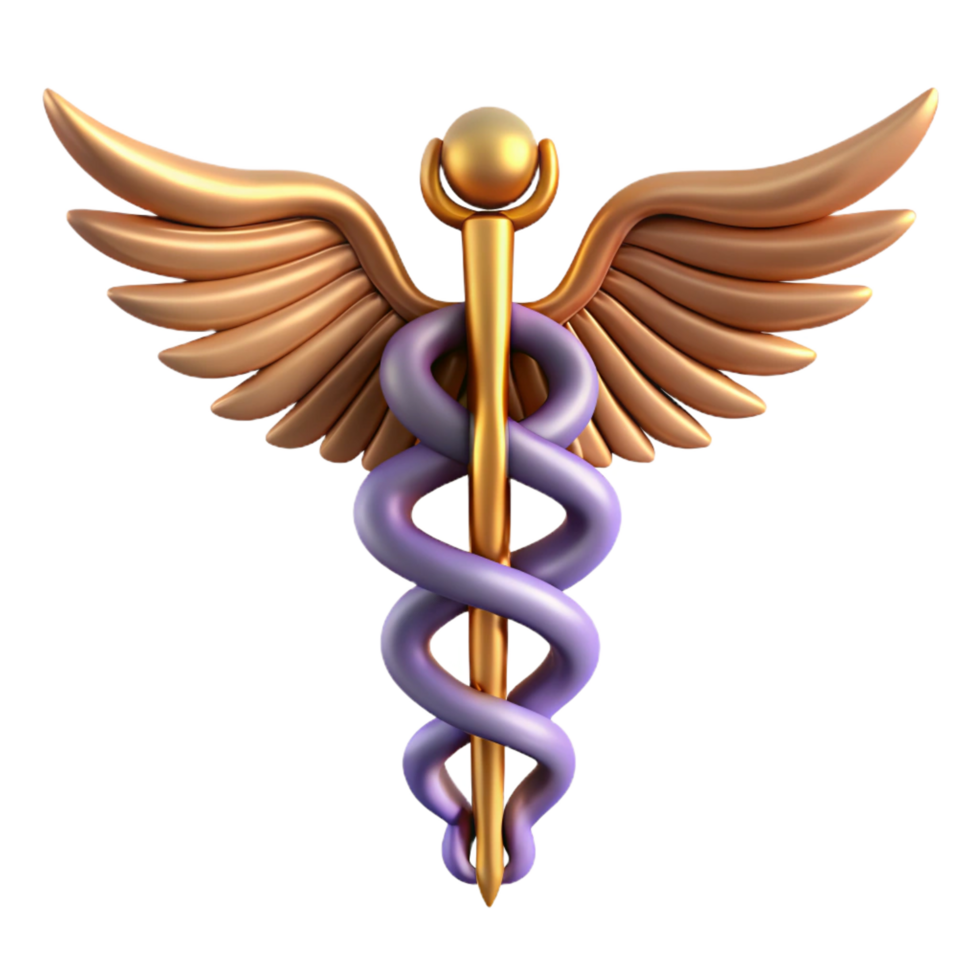 joyful majestic Caduceus, Hermes' staff, medical symbol, NO BACKGROUND with Transparent Background. premium png