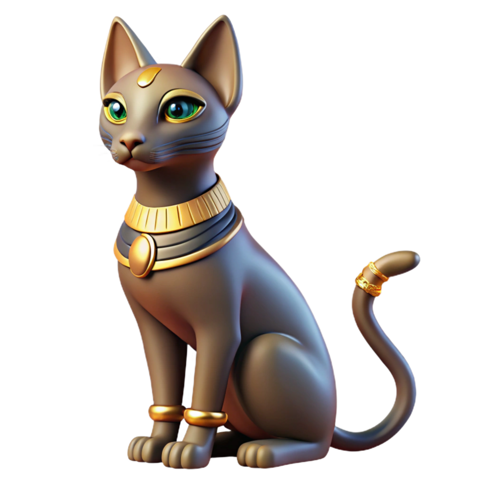dramatic coveted Bastet, Egyptian cat goddess, NO BACKGROUND with Transparent Background. png