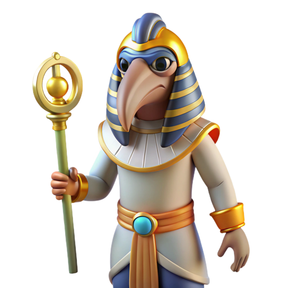 exquisite tranquil avant-garde Thoth, Egyptian god of writing, ibis head, NO BACKGROUND with Transparent Background. genuine png