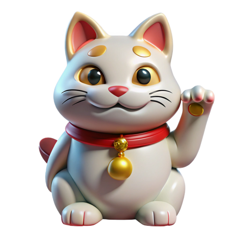 breathtaking bold gothic Maneki-neko, Japanese beckoning cat, good luck, NO BACKGROUND with Transparent Background. masterfully captured png