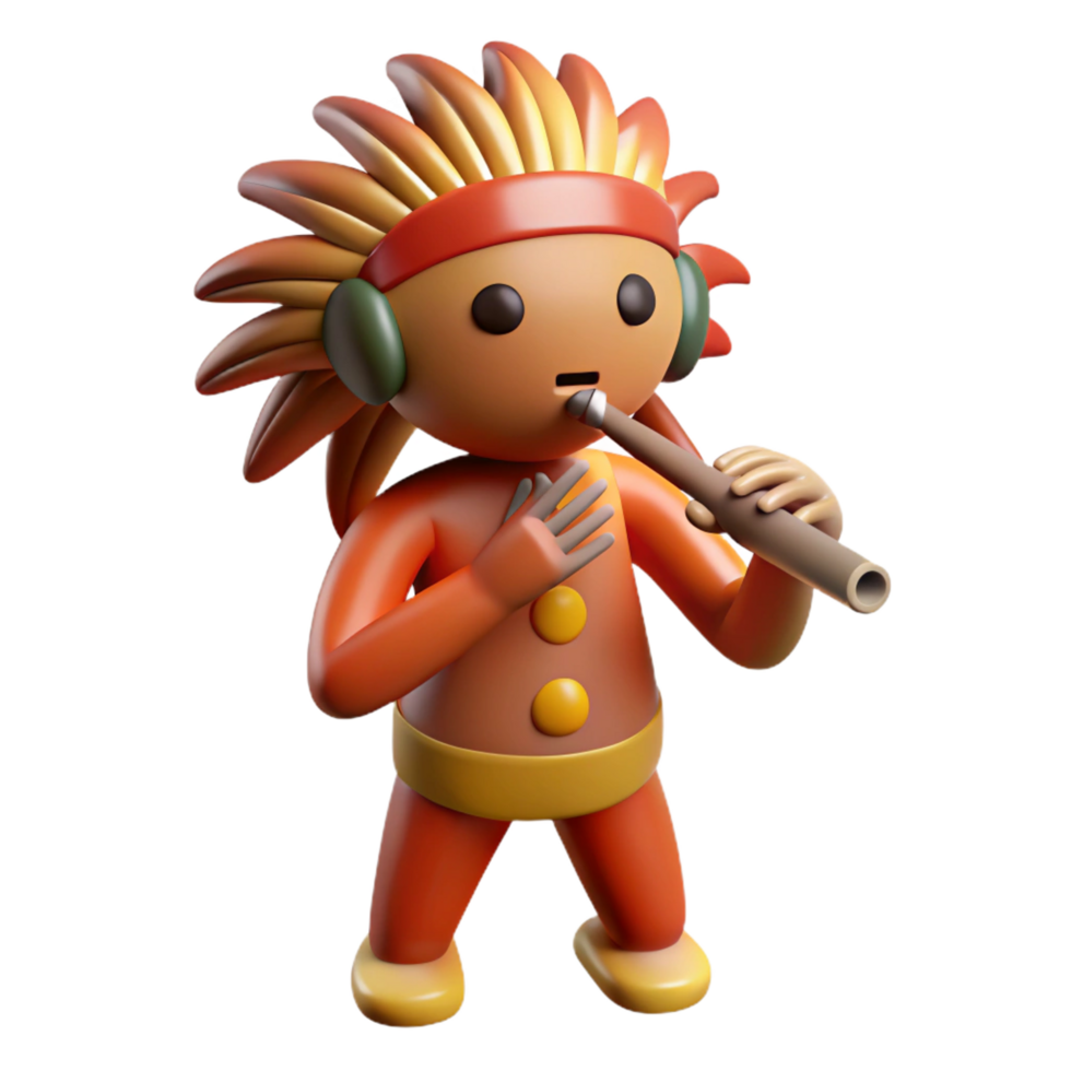 majestic remarkable Kokopelli, Native American flute player, fertility symbol, NO BACKGROUND with Transparent Background. png