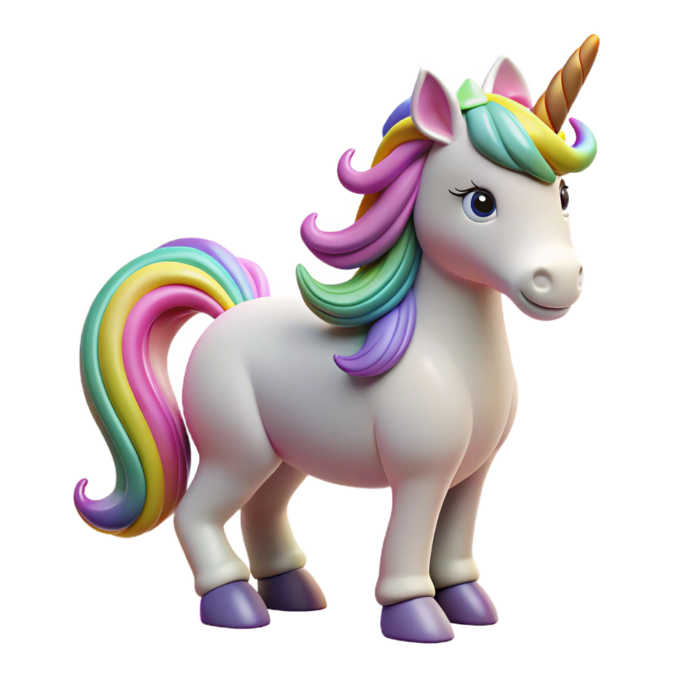 quintessential impressionist A magical unicorn with a rainbow mane and tail. NO BACKGROUND with Transparent Background. original png