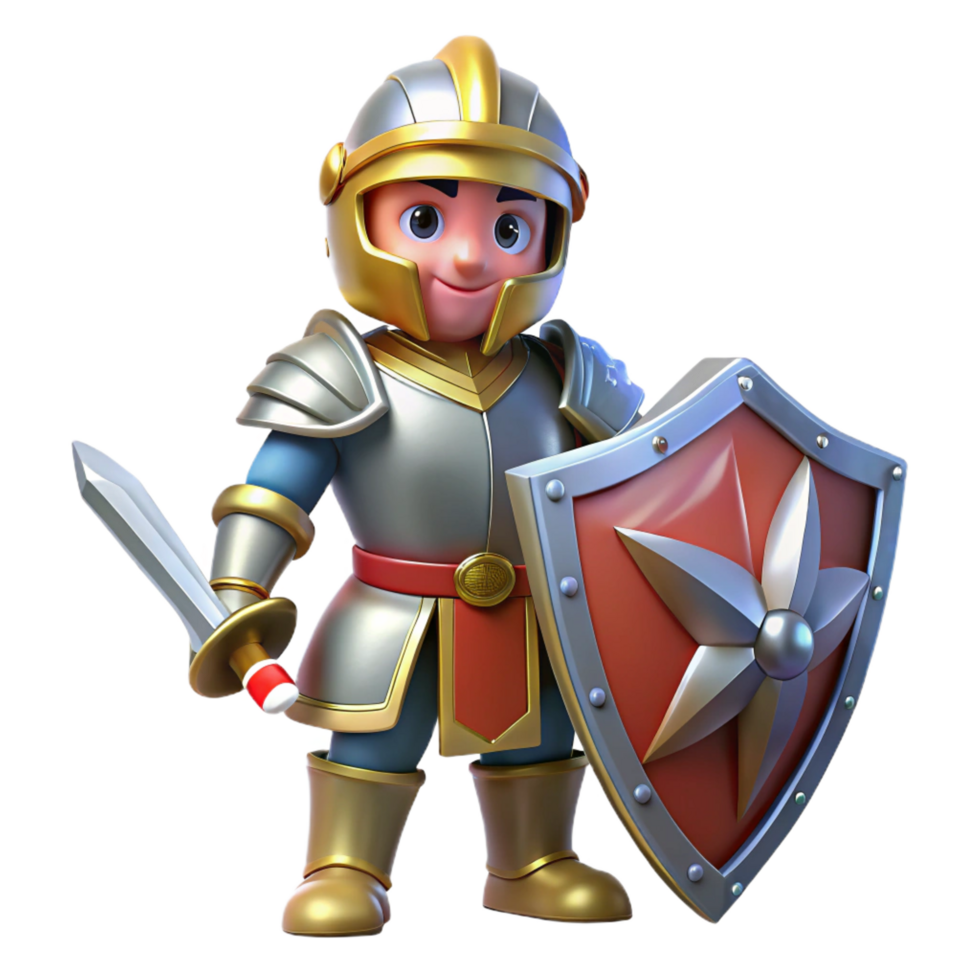 remarkable abstract A brave knight in shining armor with a sword and shield. NO BACKGROUND with Transparent Background. masterfully captured png
