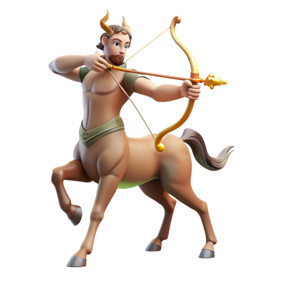 espetacular distintivo uma majestoso centauro com uma arco e seta, pronto para fogo. não fundo com transparente fundo. png