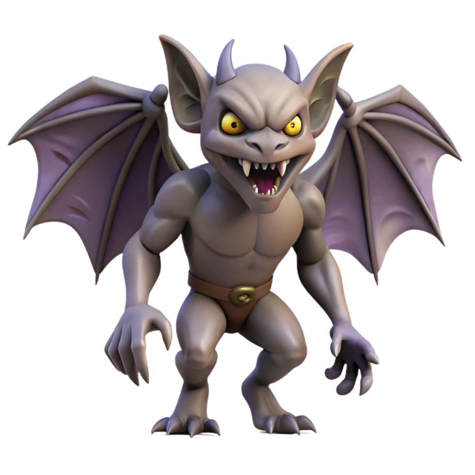 radiant distinctive A creepy gargoyle with wings and a menacing expression. NO BACKGROUND with Transparent Background. png