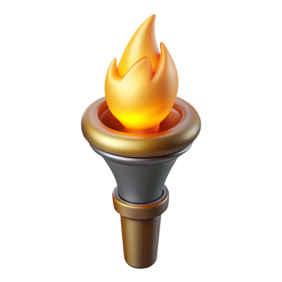 dazzling inspired A single, burning torch casting a warm glow. NO BACKGROUND with Transparent Background. png