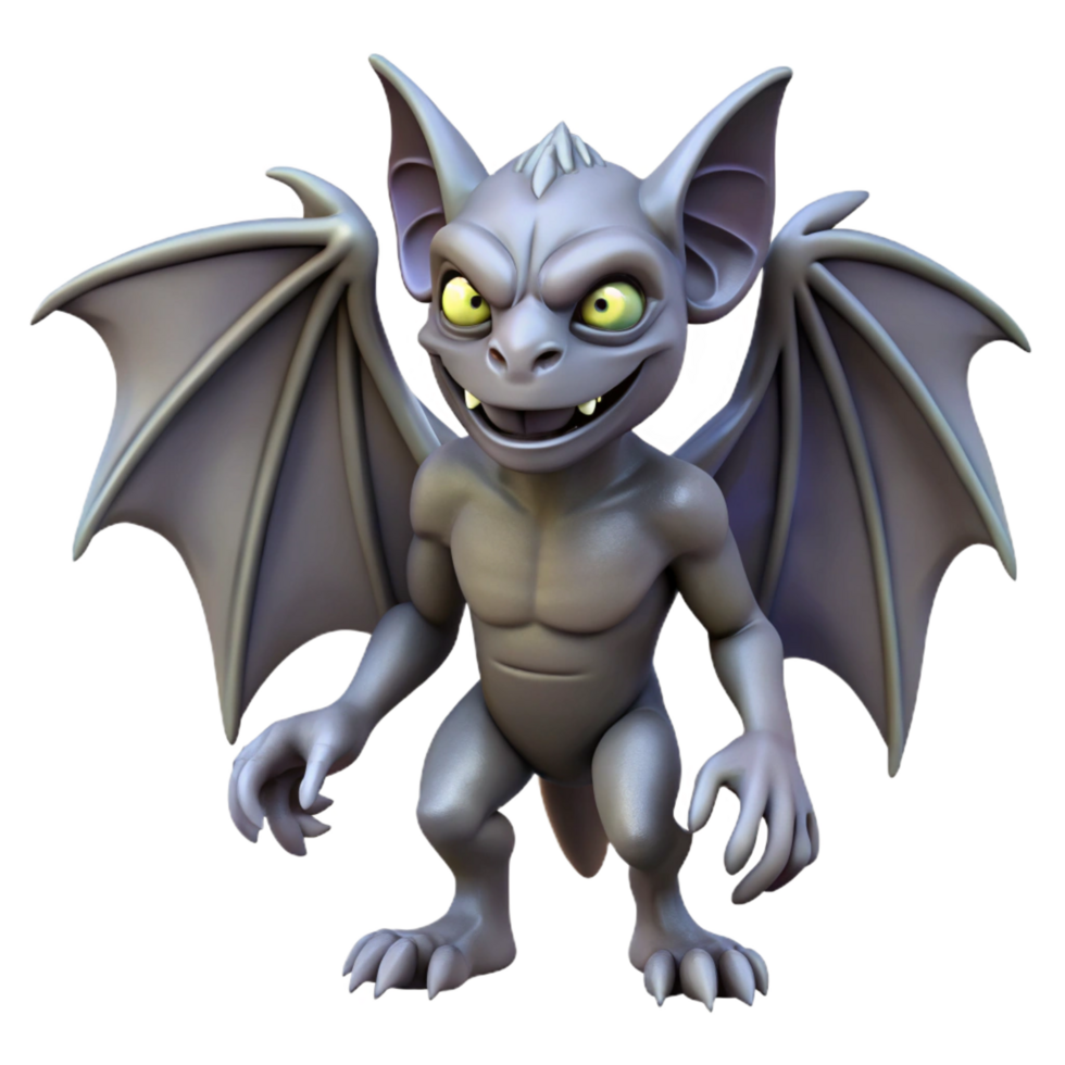 vibrant industrial A creepy gargoyle with wings and a menacing expression. NO BACKGROUND with Transparent Background. precision png