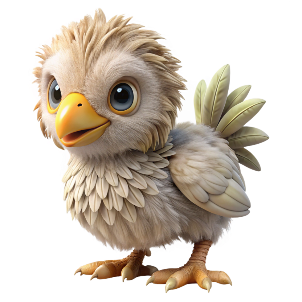 alluring playful industrial A majestic griffin chick with fluffy down feathers. NO BACKGROUND with Transparent Background. 8K png