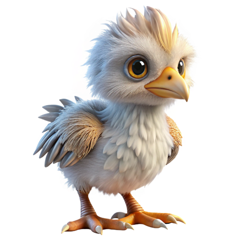 magnificent energetic organic A majestic griffin chick with fluffy down feathers. NO BACKGROUND with Transparent Background. professional png