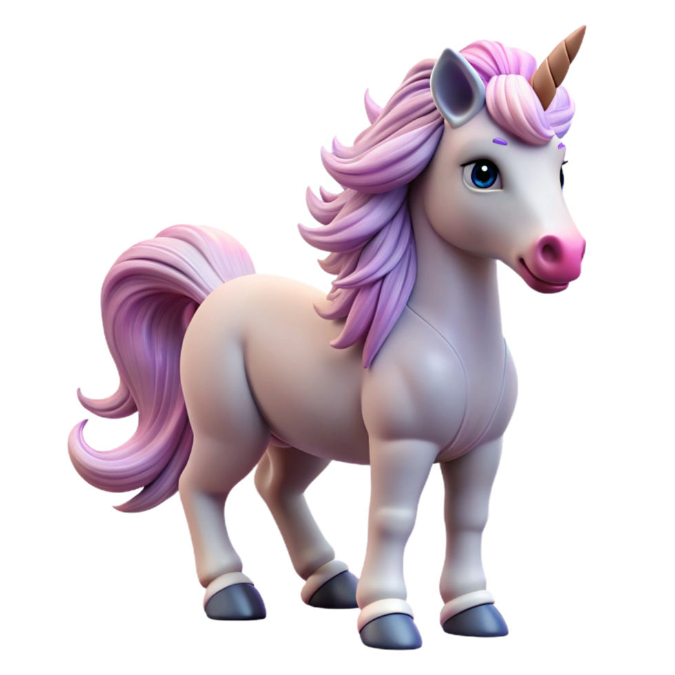 glorious celebrated A majestic unicorn foal with a fluffy mane and tail. NO BACKGROUND with Transparent Background. png