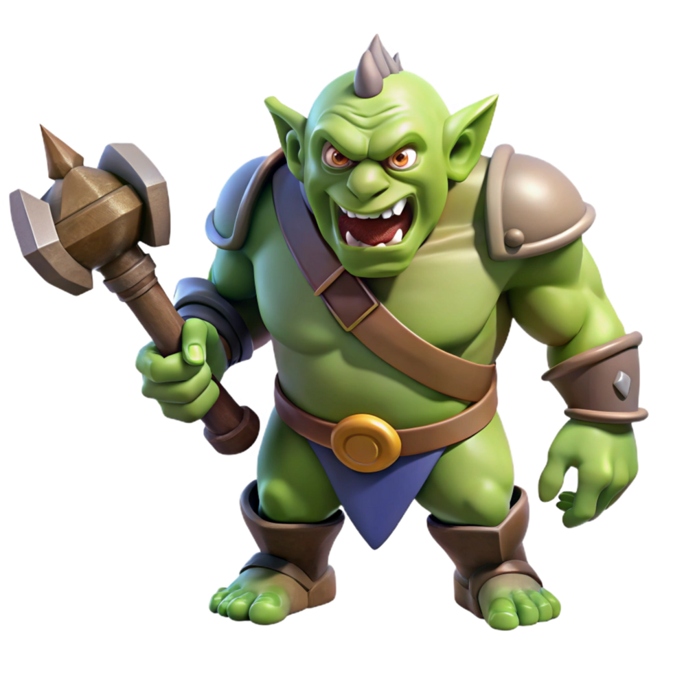dramatic bohemian A fierce ogre with a large club and a menacing growl. NO BACKGROUND with Transparent Background. high resolution png