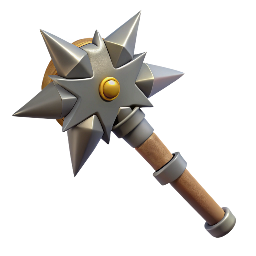 mesmerizing avant-garde A fierce warhammer with spikes and a long handle. NO BACKGROUND with Transparent Background. original png