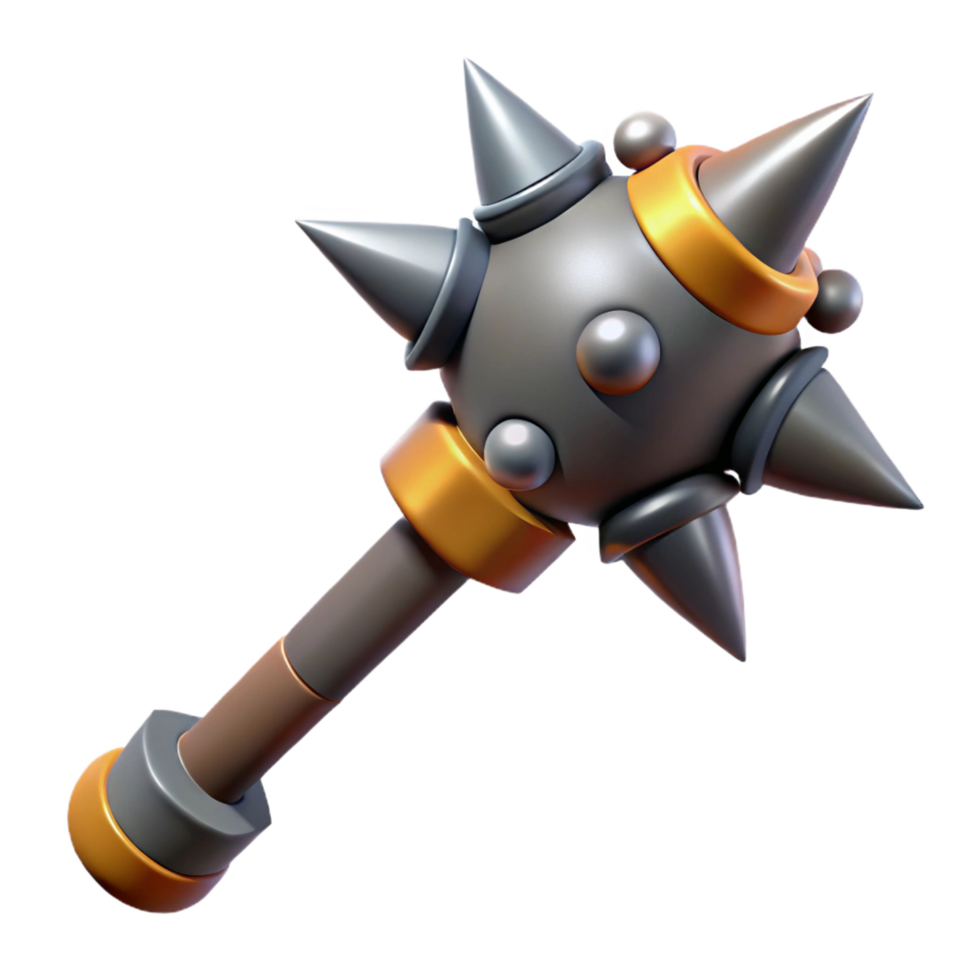 acclaimed modern A fierce warhammer with spikes and a long handle. NO BACKGROUND with Transparent Background. artisan png