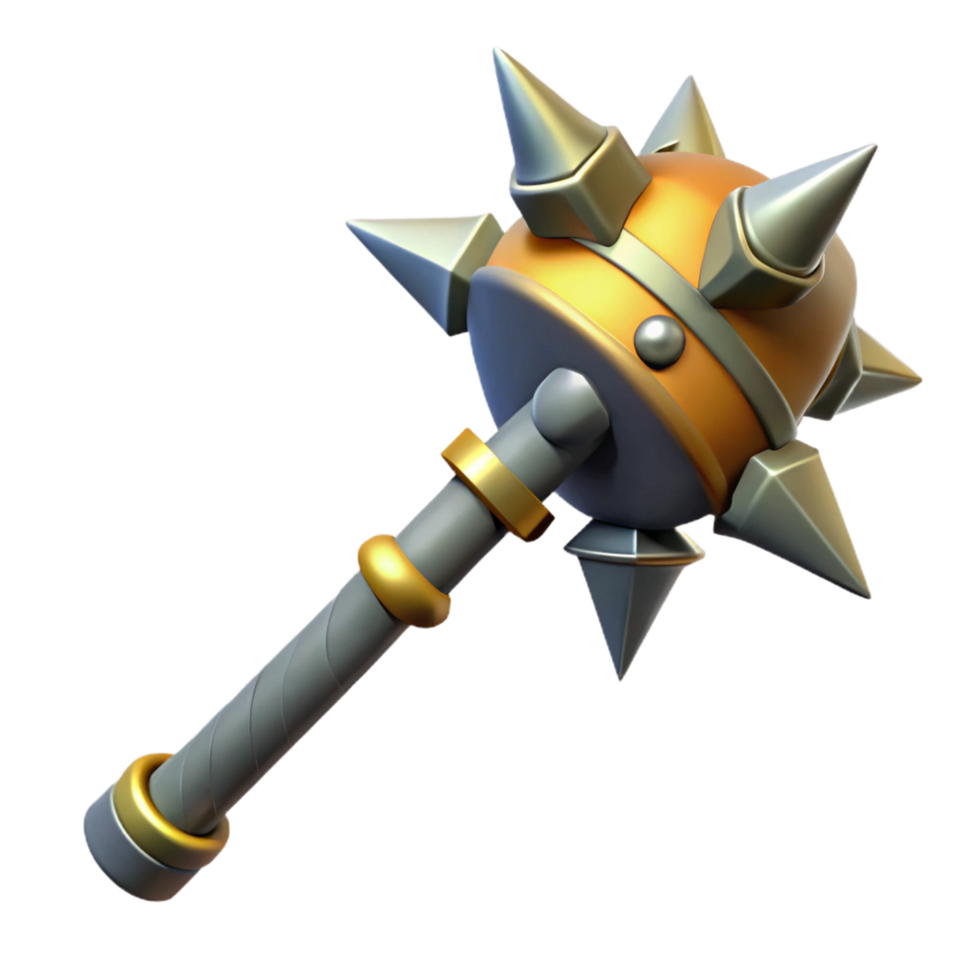 melancholic gorgeous A fierce warhammer with spikes and a long handle. NO BACKGROUND with Transparent Background. high resolution png