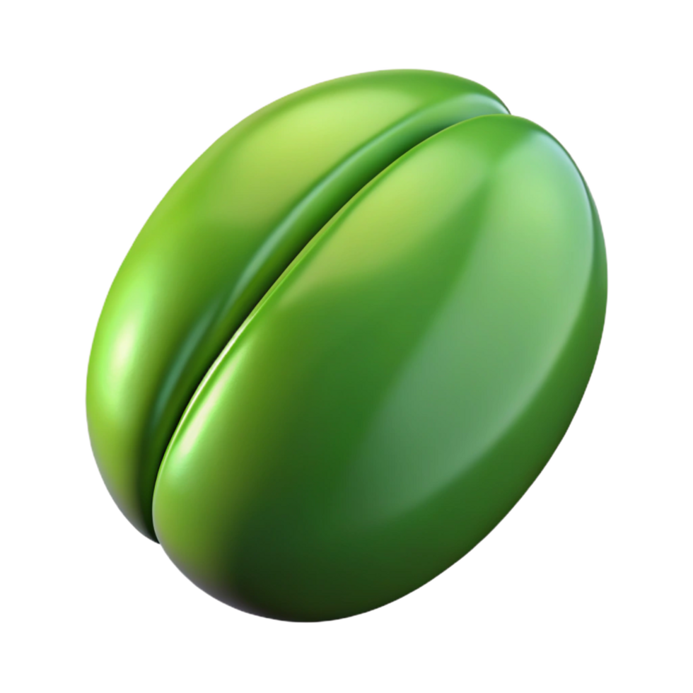 breathtaking signature Single green coffee bean NO BACKGROUND with Transparent Background. png