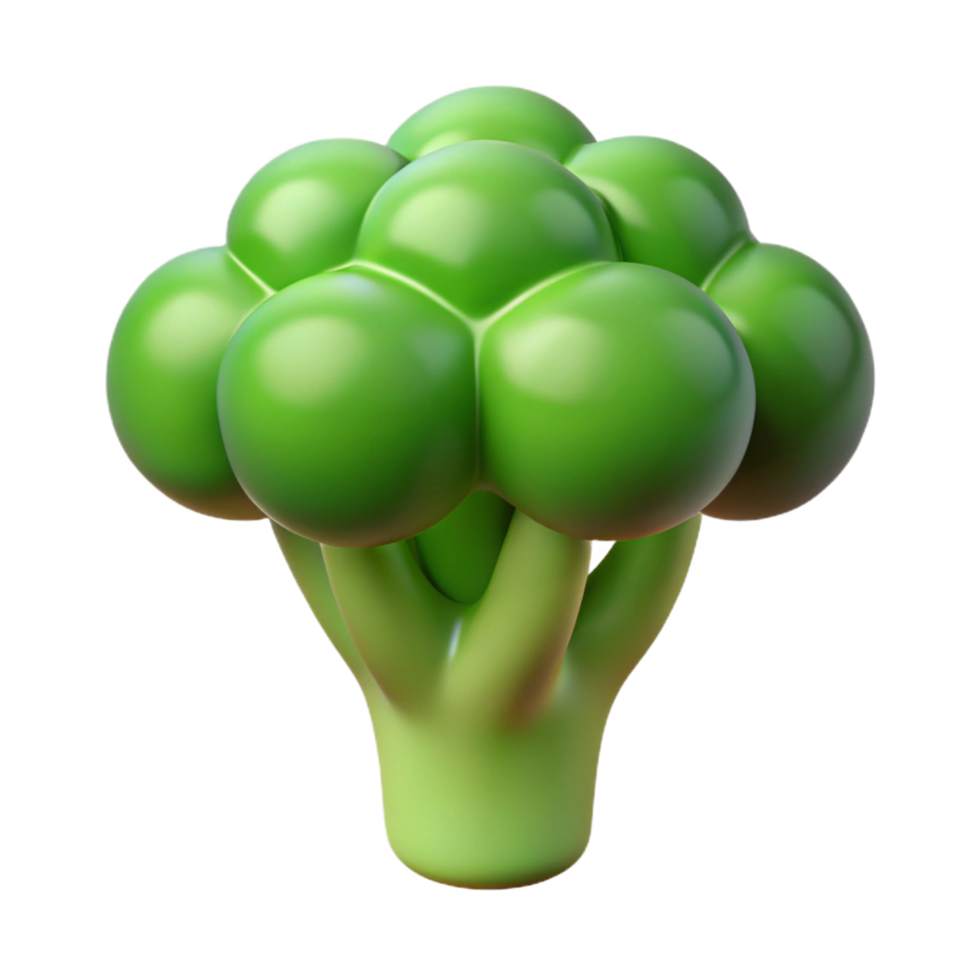 fascinating energetic futuristic Broccoli floret NO BACKGROUND with Transparent Background. museum quality png