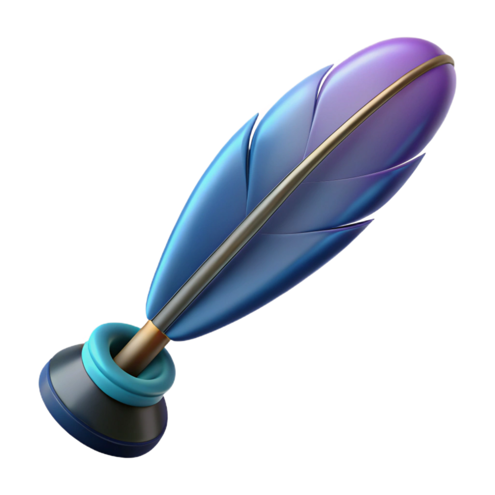 gorgeous coastal Feather pen NO BACKGROUND with Transparent Background. 4K png