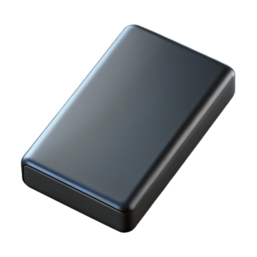 magnificent tranquil traditional A portable hard drive, black and rectangular. NO BACKGROUND with Transparent Background. refined png