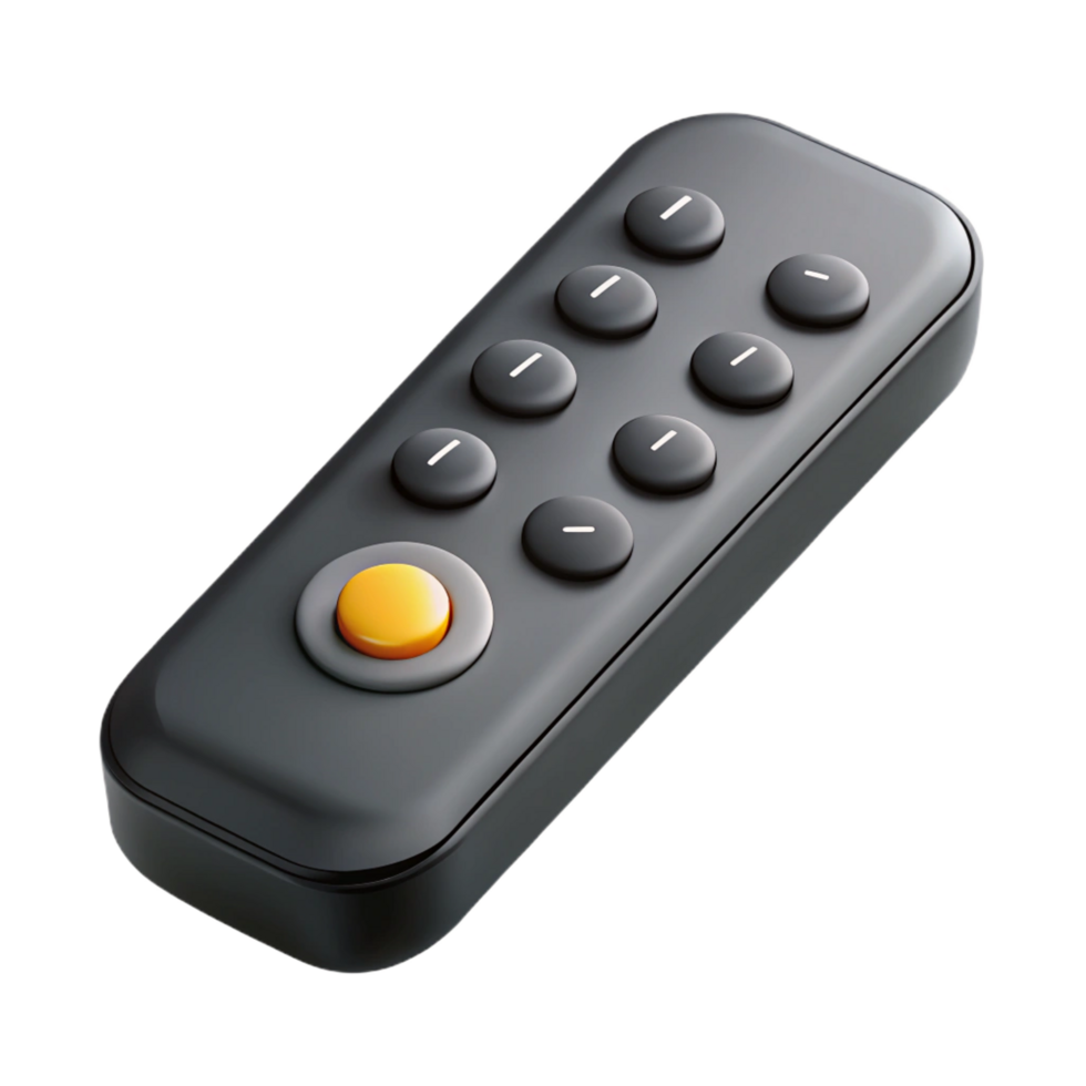 immaculate peaceful nordic A television remote control, black. NO BACKGROUND with Transparent Background. refined png