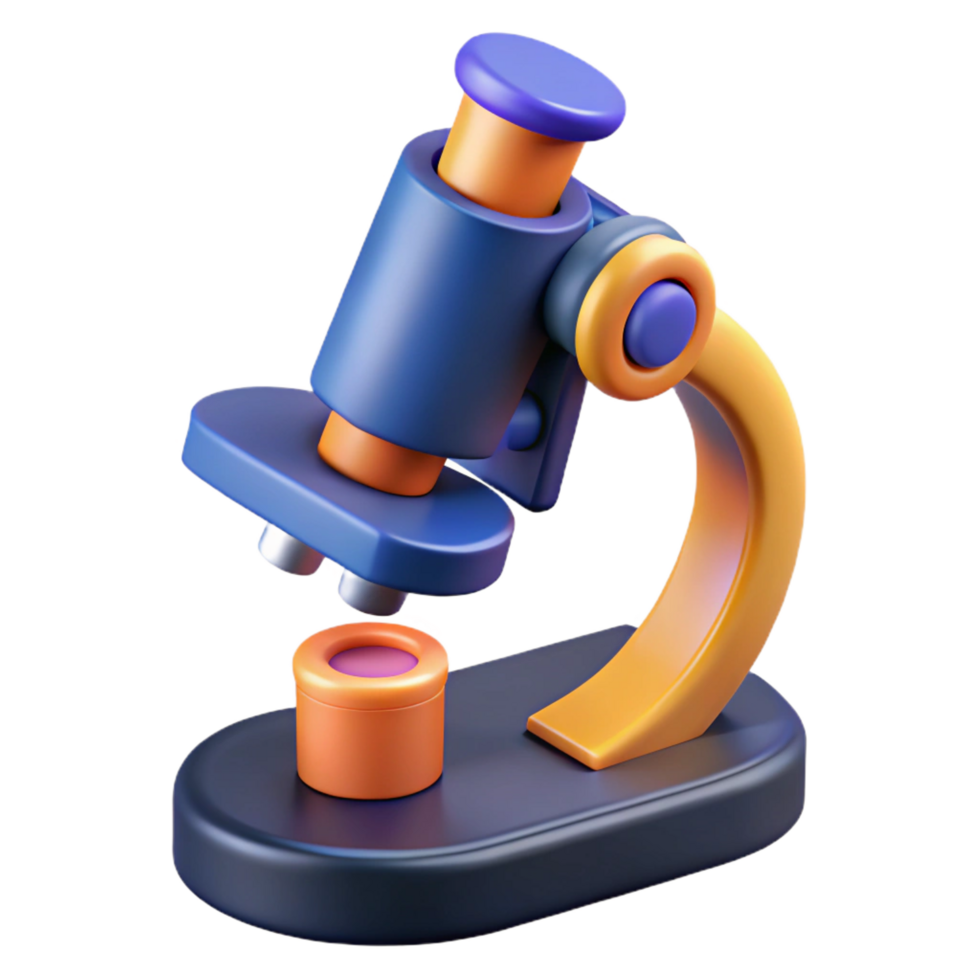 striking mid-century A microscope, lens and stage visible. NO BACKGROUND with Transparent Background. exclusive png