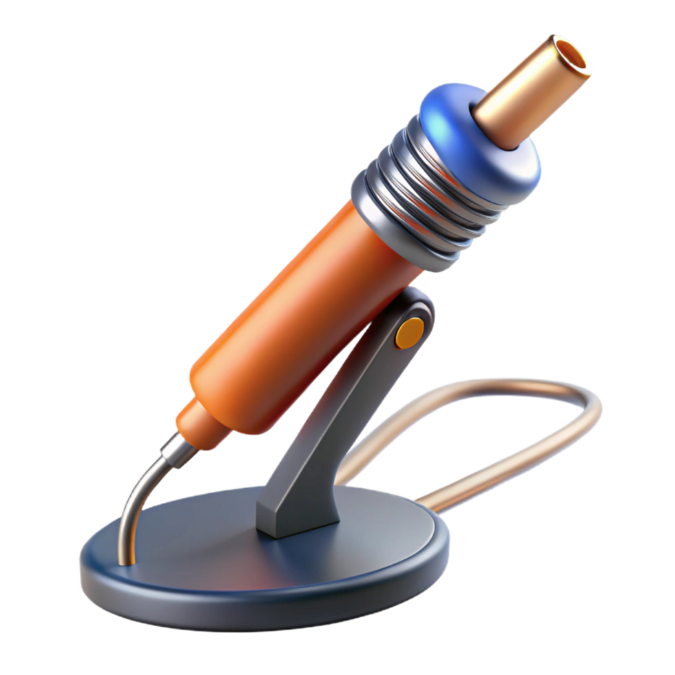 striking nostalgic gothic A soldering iron, with stand. NO BACKGROUND with Transparent Background. studio quality png