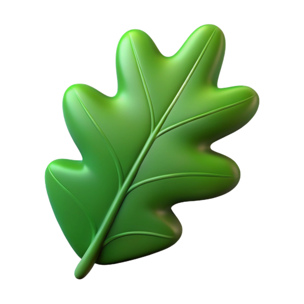 picturesque unforgettable Single green leaf, oak NO BACKGROUND with Transparent Background. png