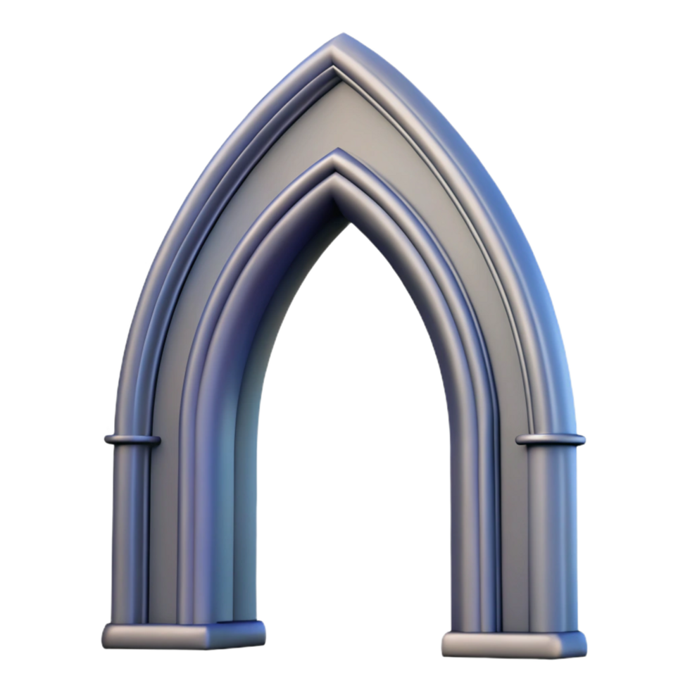 dynamic sumptuous Gothic arch, pointed design, NO BACKGROUND with Transparent Background. flawless png