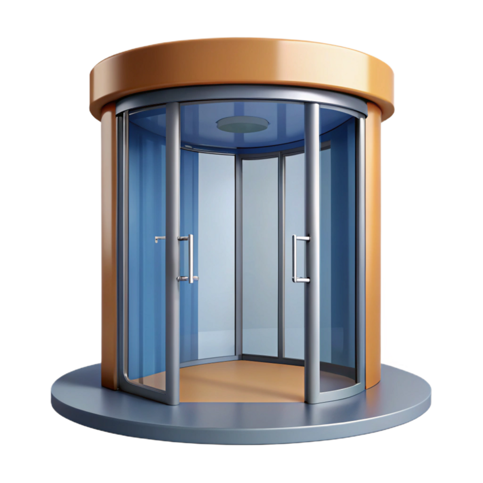 pristine iconic Office building entrance, revolving door, NO BACKGROUND with Transparent Background. png