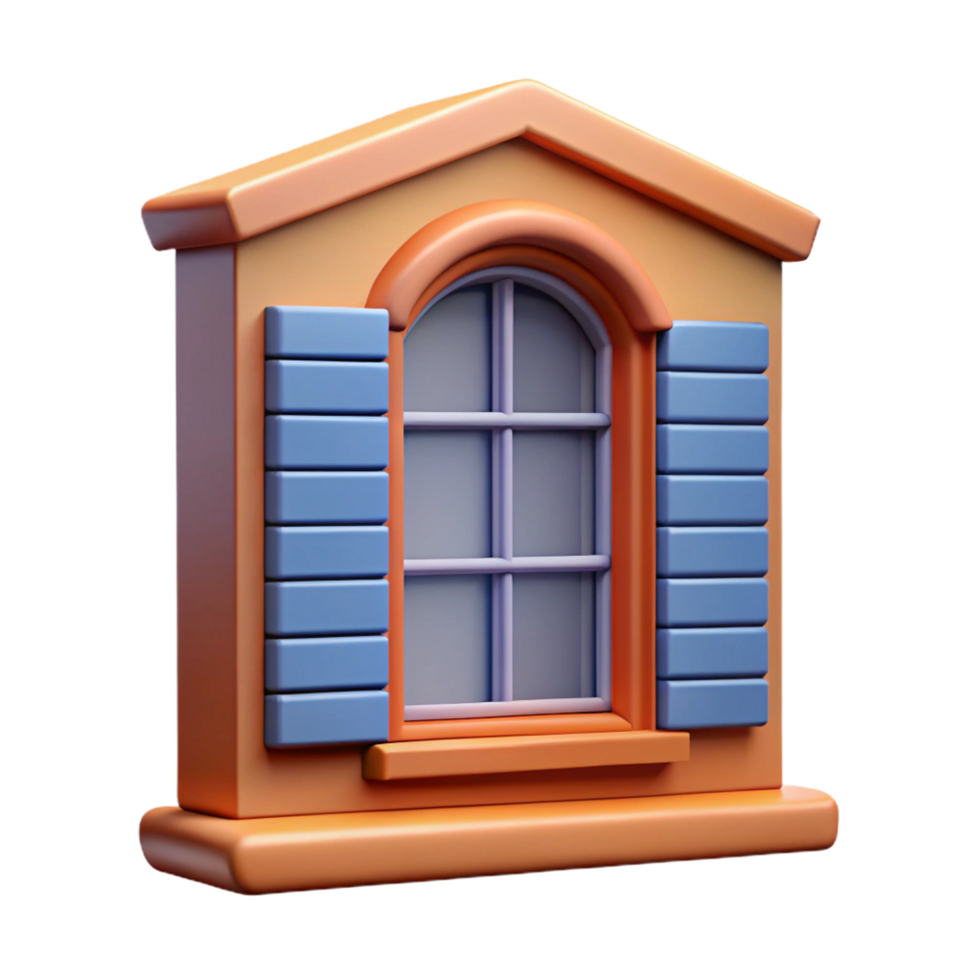 peaceful hypnotic Traditional house window, shuttered frame, NO BACKGROUND with Transparent Background. 4K png