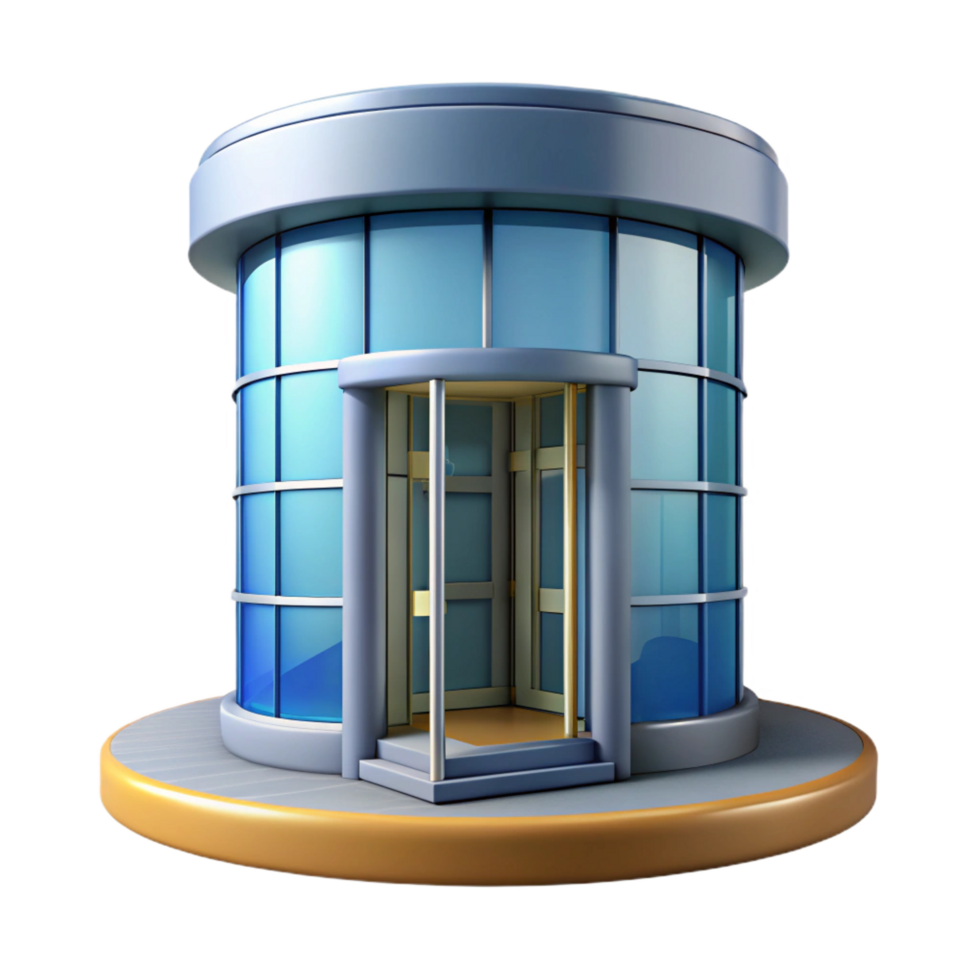 acclaimed renaissance Office building entrance, revolving door, NO BACKGROUND with Transparent Background. handcrafted png