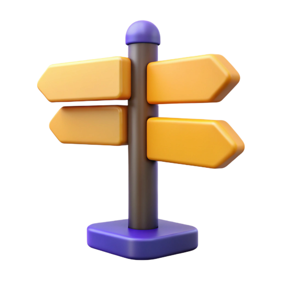 celebrated gothic Street sign, directional arrows, NO BACKGROUND with Transparent Background. crisp png