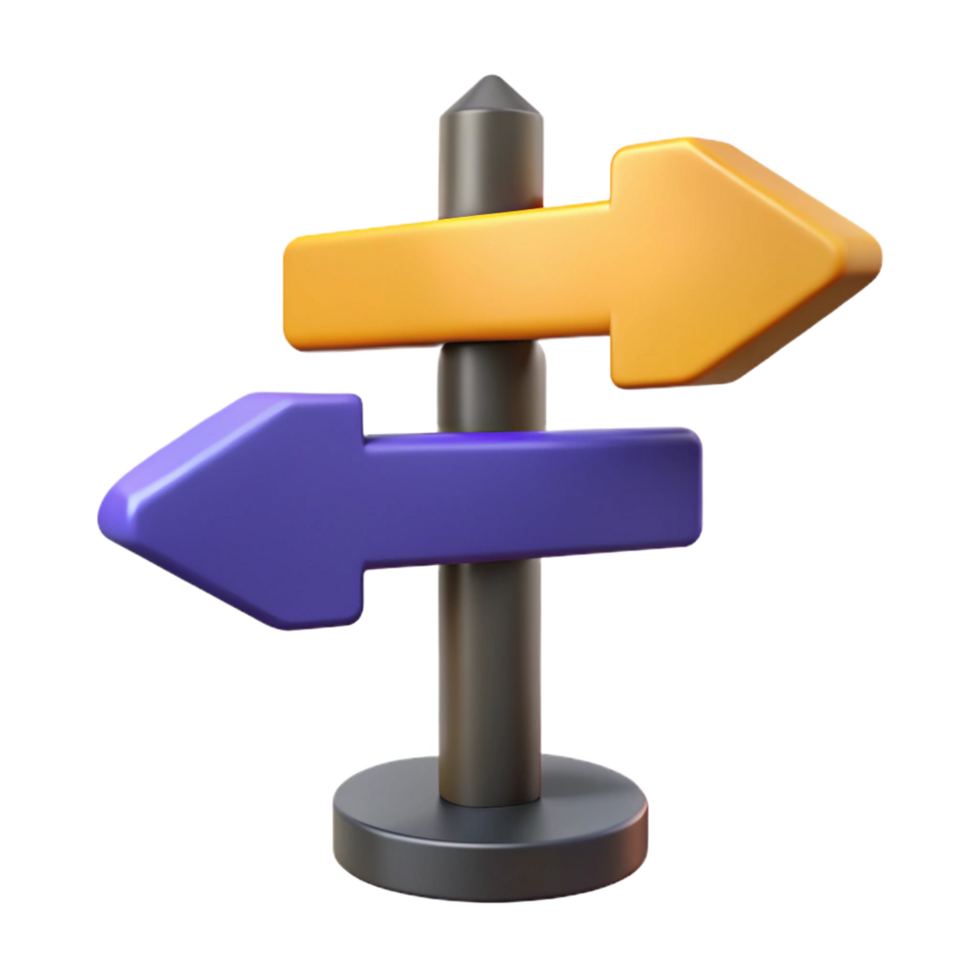 distinctive industrial Street sign, directional arrows, NO BACKGROUND with Transparent Background. precision png