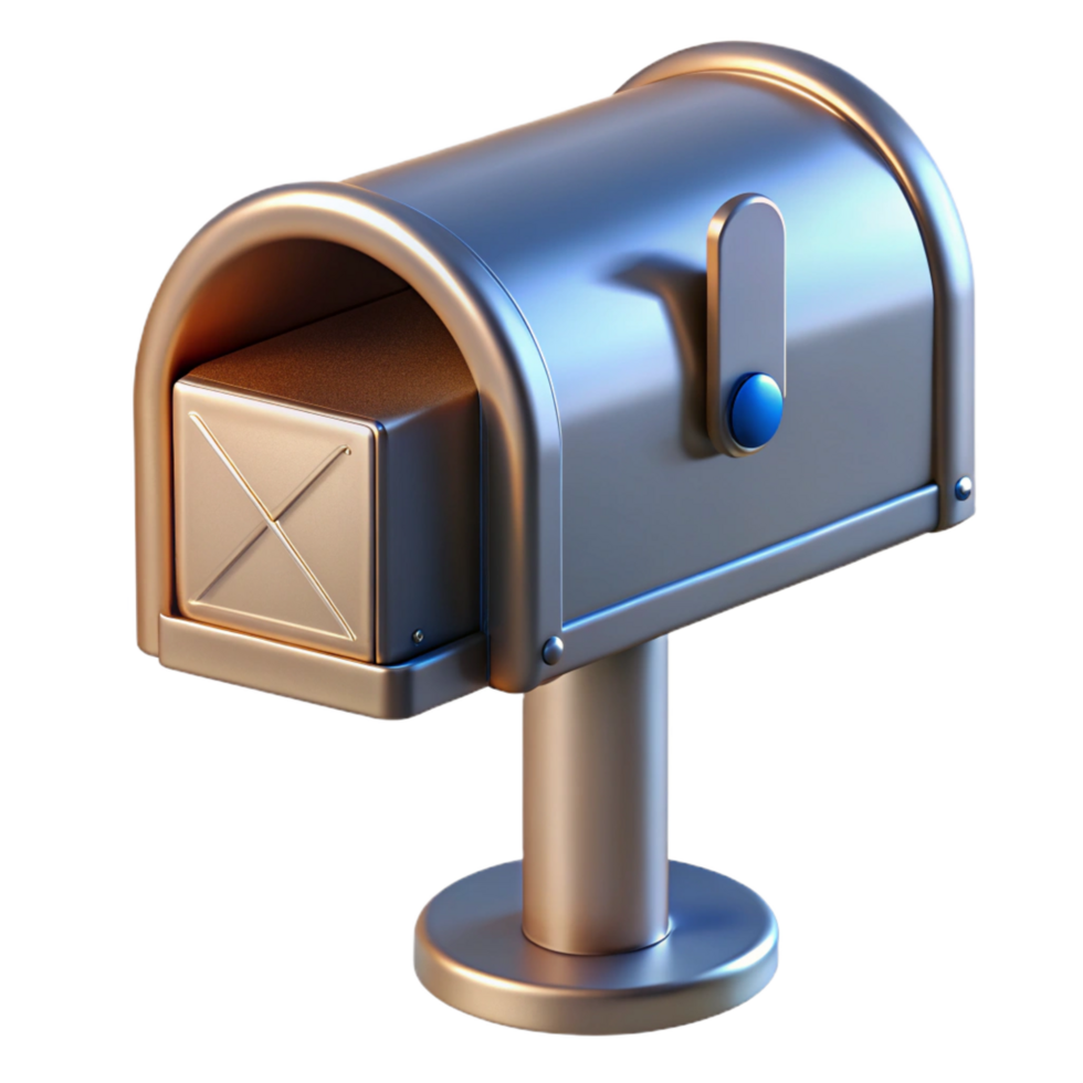 picturesque minimalist Mail box, metal container, NO BACKGROUND with Transparent Background. fine detail png