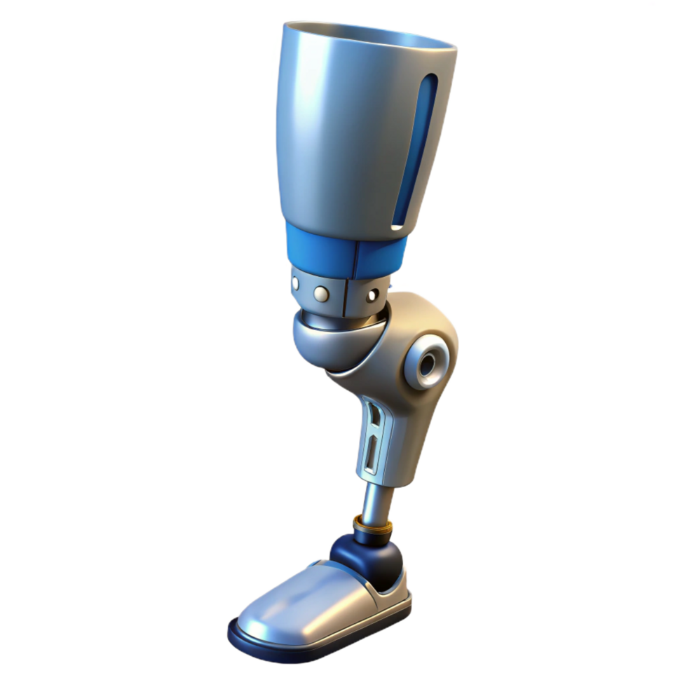 mesmerizing futuristic Cybernetic prosthetic leg with hydraulic pistons NO BACKGROUND with Transparent Background. precision png