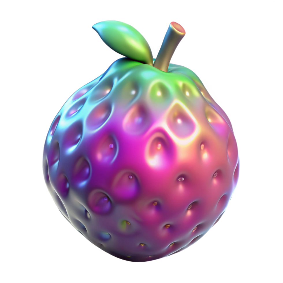 immaculate intense elegant Alien fruit with iridescent skin NO BACKGROUND with Transparent Background. perfect clarity png