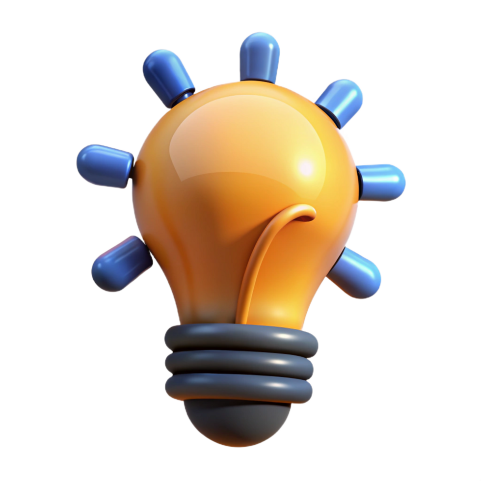 extraordinary peaceful vintage A single, stylized light bulb filled with ideas. NO BACKGROUND with Transparent Background. premium png