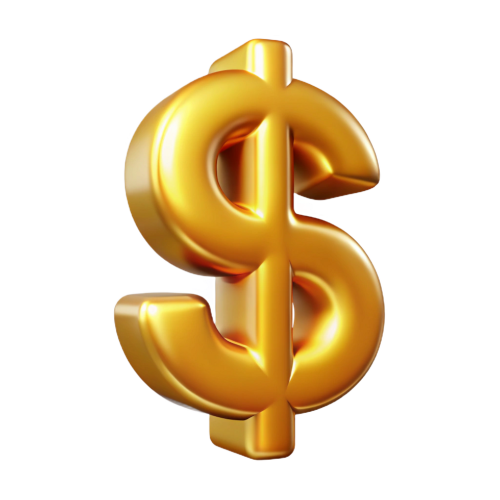 timeless abstract A stylized dollar sign made of gold. NO BACKGROUND with Transparent Background. sharp png