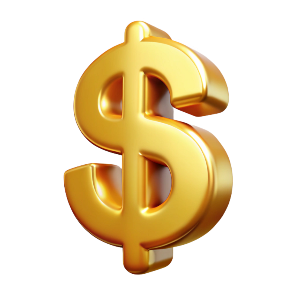 radiant distinctive A stylized dollar sign made of gold. NO BACKGROUND with Transparent Background. png
