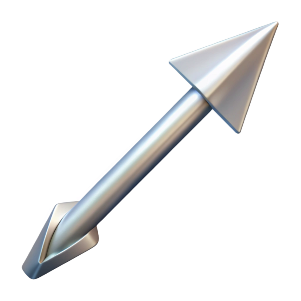 timeless avant-garde A single, enchanted arrow, tipped with silver, NO BACKGROUND with Transparent Background. detailed png