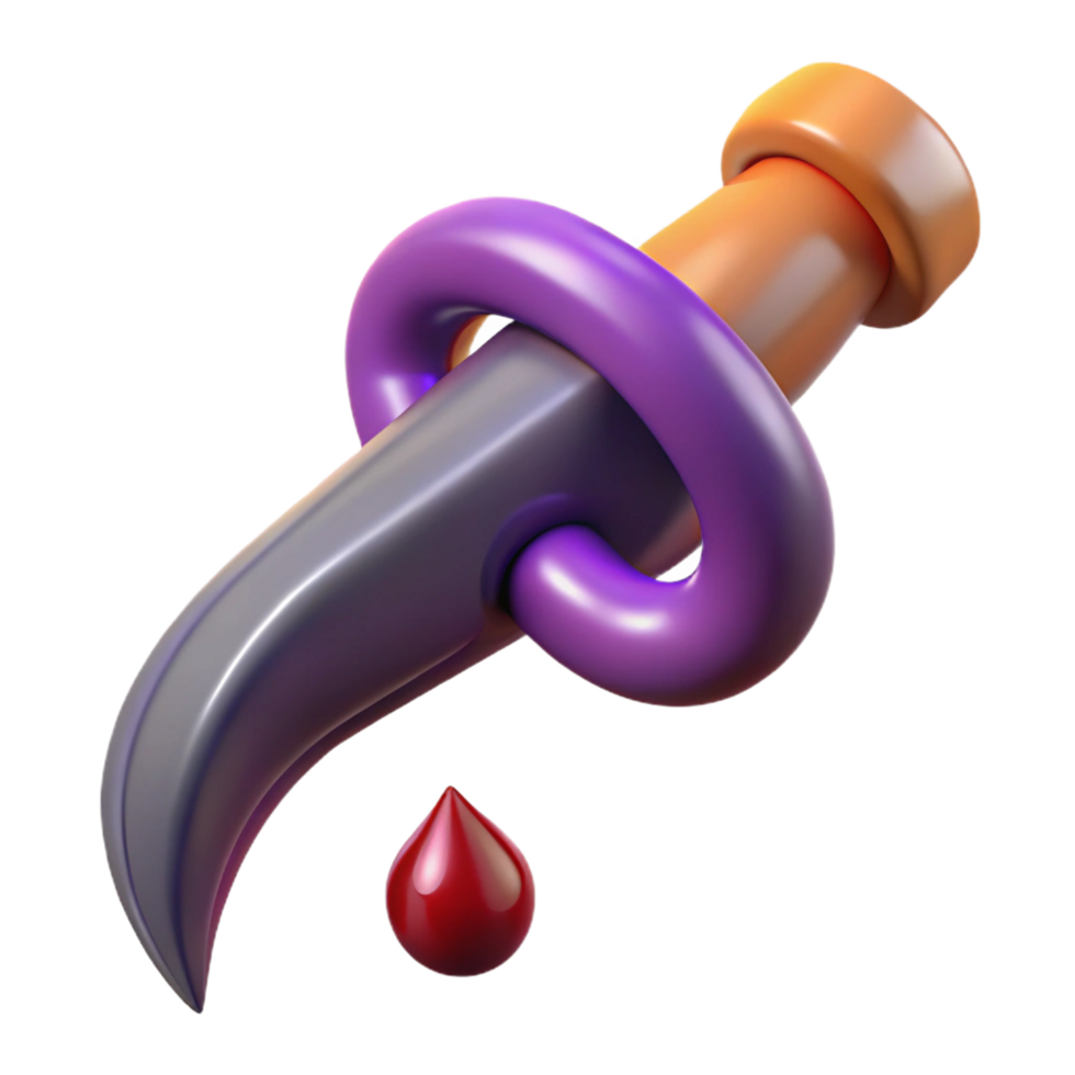 sumptuous whimsical coastal A single, poisoned dagger, dripping venom, NO BACKGROUND with Transparent Background. crisp png