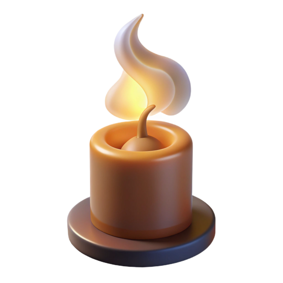 remarkable contemporary A single, burning candle, emitting magical smoke, NO BACKGROUND with Transparent Background. gallery standard png