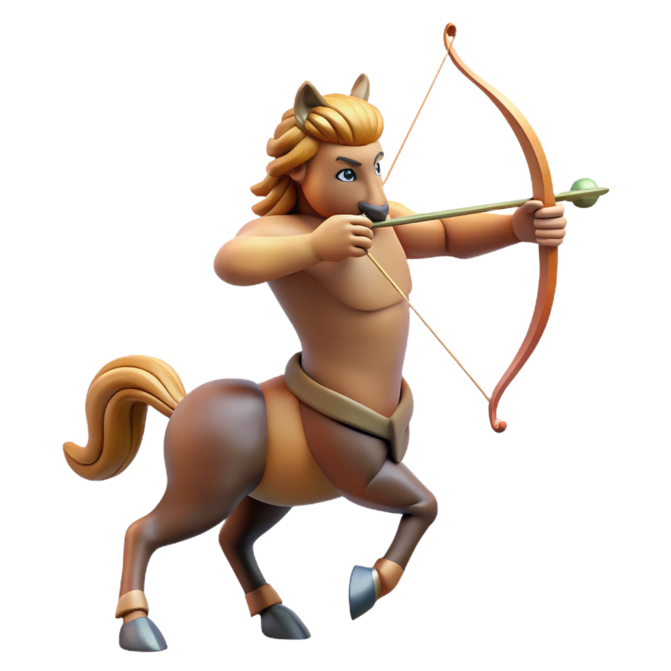 extraordinary melancholic futuristic A majestic centaur, aiming a bow and arrow, NO BACKGROUND with Transparent Background. studio quality png