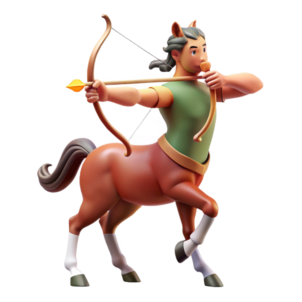 unforgettable industrial A majestic centaur, aiming a bow and arrow, NO BACKGROUND with Transparent Background. flawless png