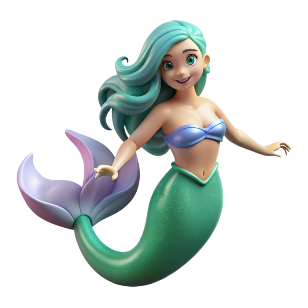 picturesque dynamic baroque A graceful mermaid, with flowing hair, NO BACKGROUND with Transparent Background. 4K png