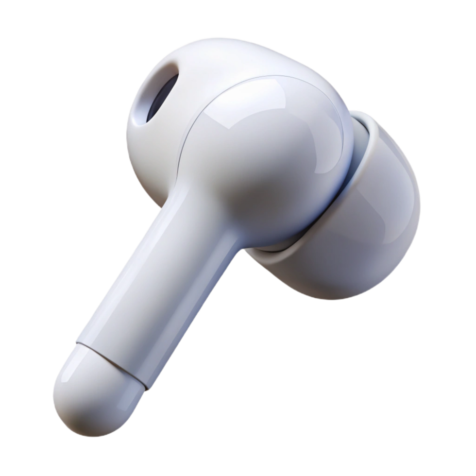 extraordinary exceptional A single, white wireless earbud. NO BACKGROUND with Transparent Background. png