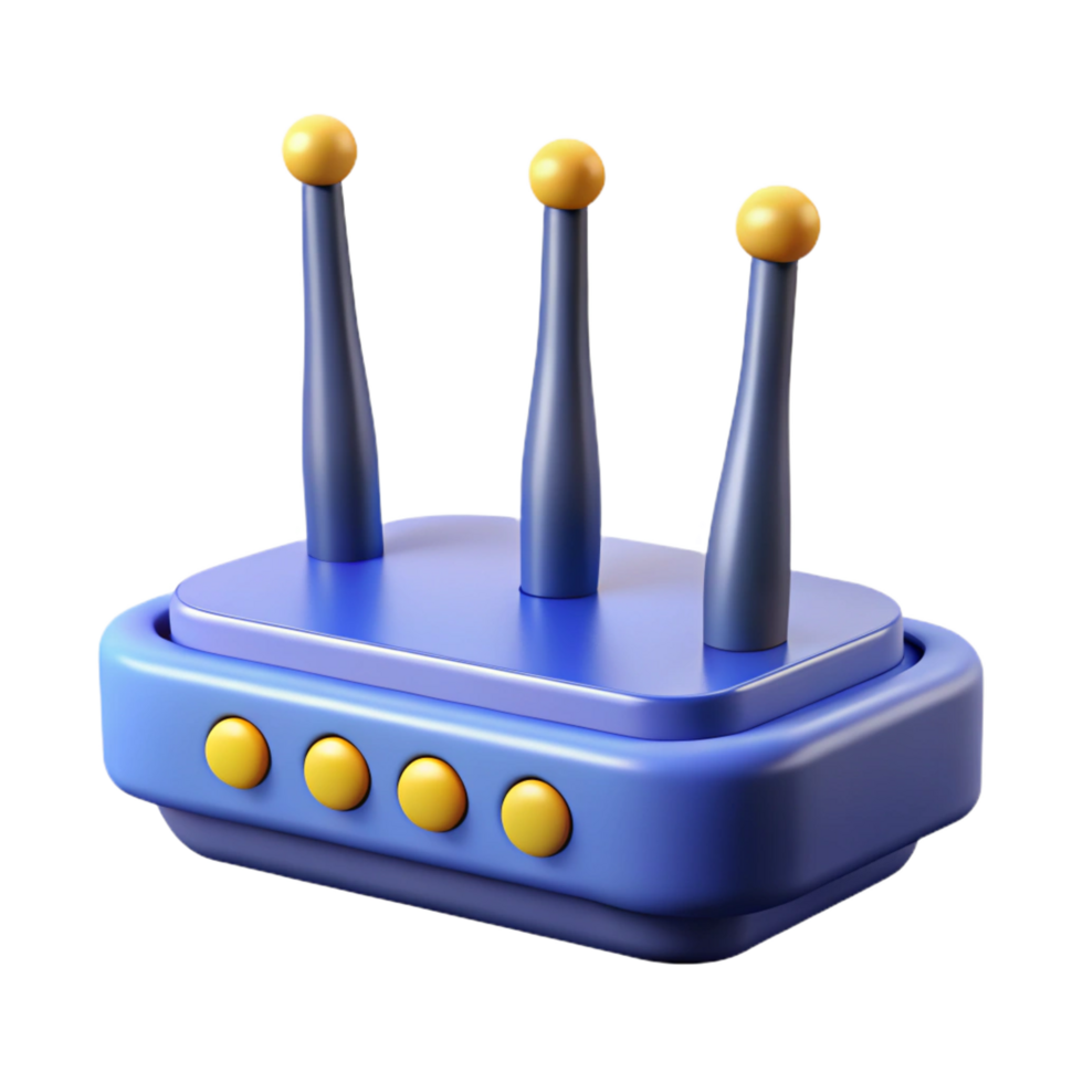 hypnotic minimalist A network router with antennas. NO BACKGROUND with Transparent Background. high resolution png