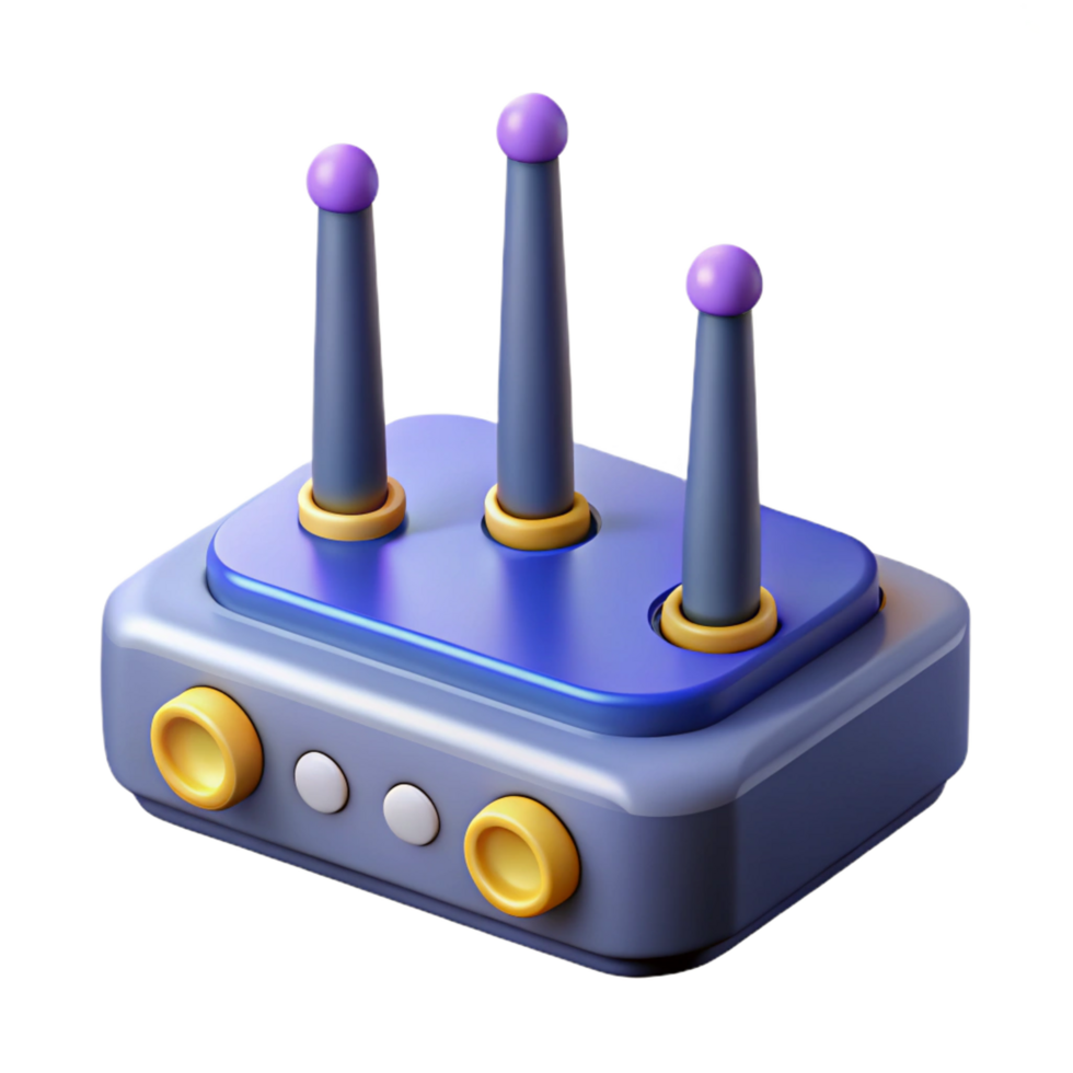 unforgettable industrial A network router with antennas. NO BACKGROUND with Transparent Background. museum quality png